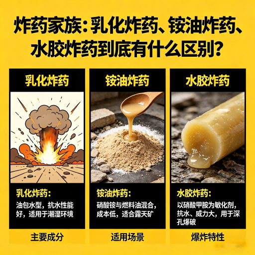肇东炸药家族：乳化炸药、铵油炸药、水胶炸药到底有什么区别？